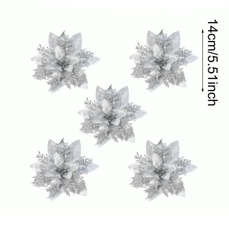 Christmas Glitter Artificial Flowers