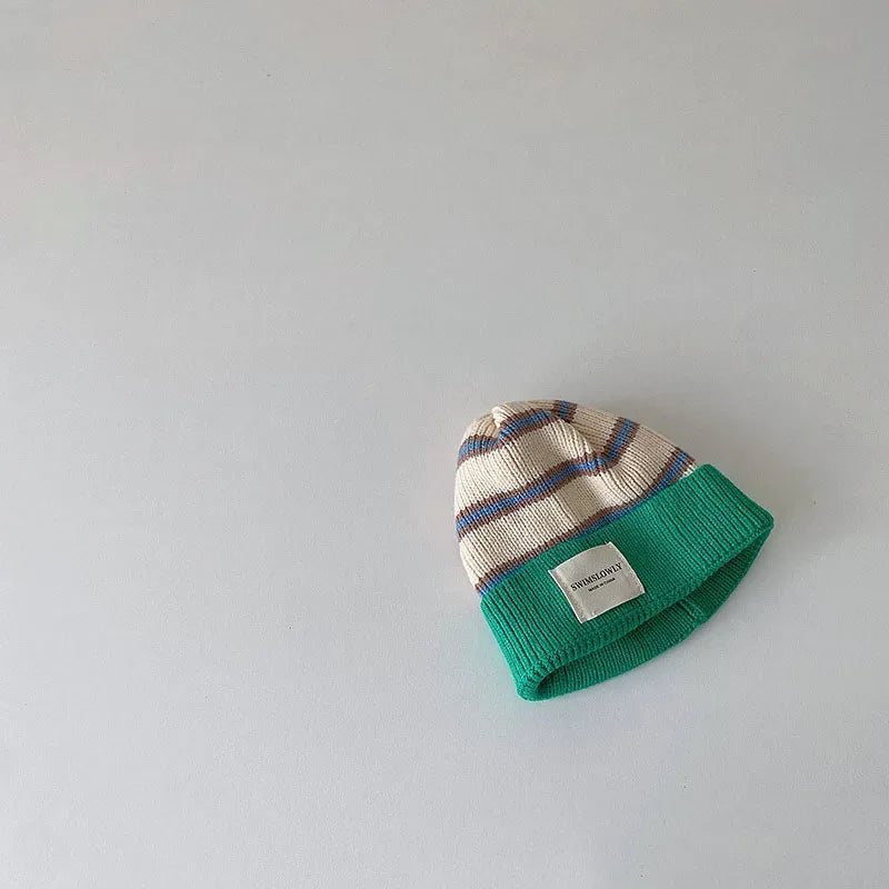 Fashion Striped Kids Knit Bonnet Cap