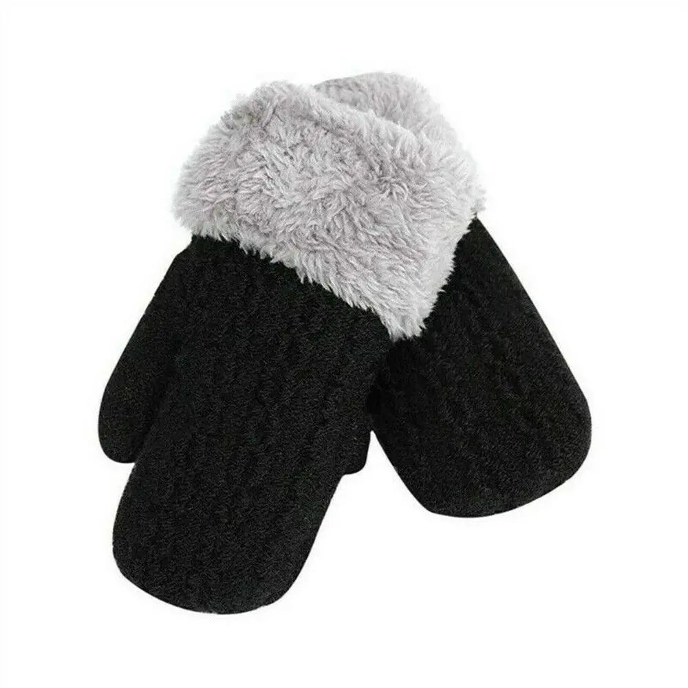 Warm Knitted  Mittens with Neck String