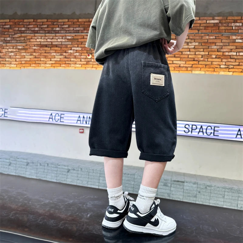 Boys gradient denim mid-trousers