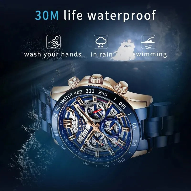 New Men Watch Top Brand Luxury Hollow Watch