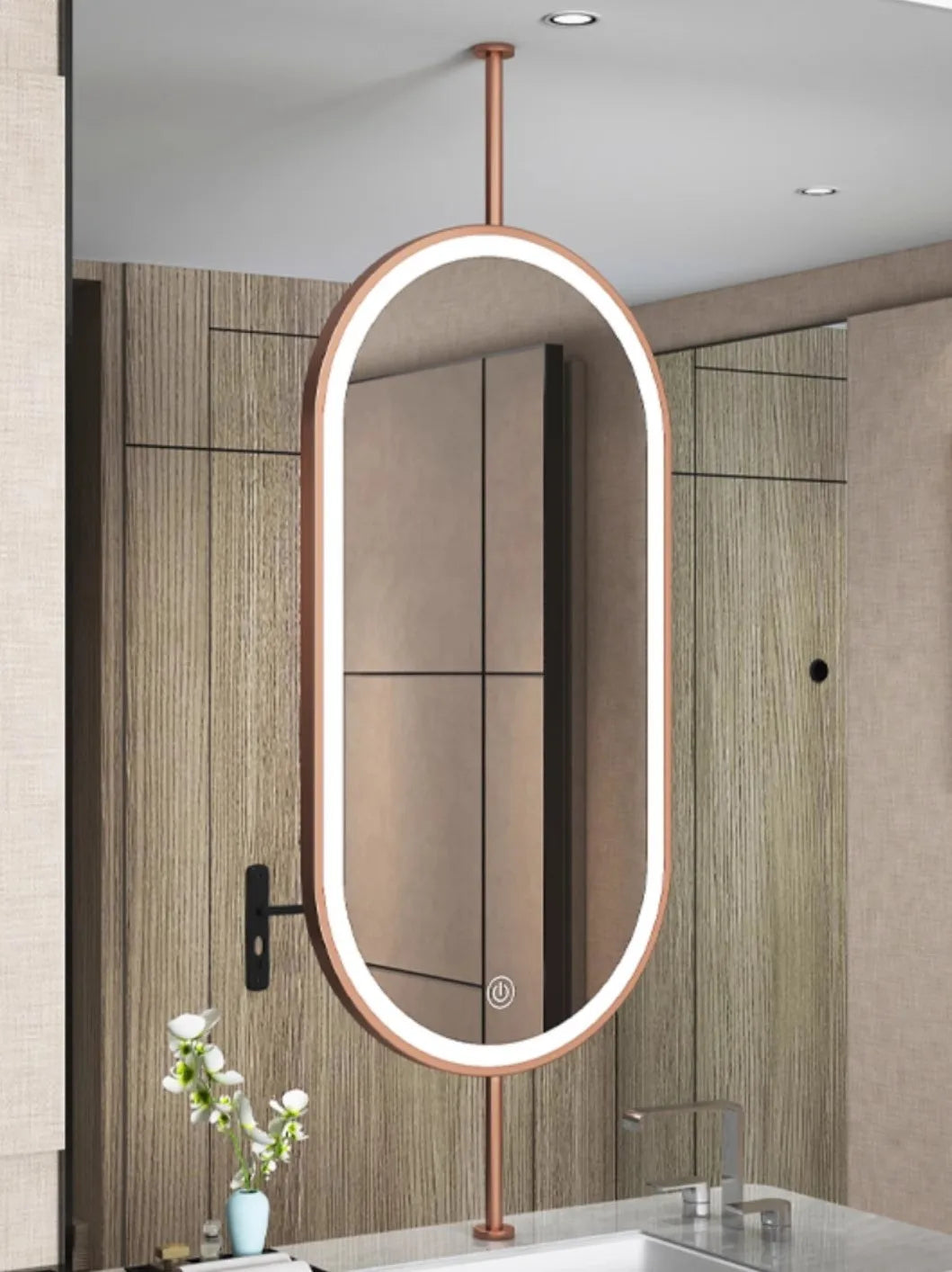 Ceiling Oval Hanging Mirror Modern Simple Home Decoration Bathroom Vanity Mirror LED Lighting Hd Cosmetic Mirror Size60x90cm