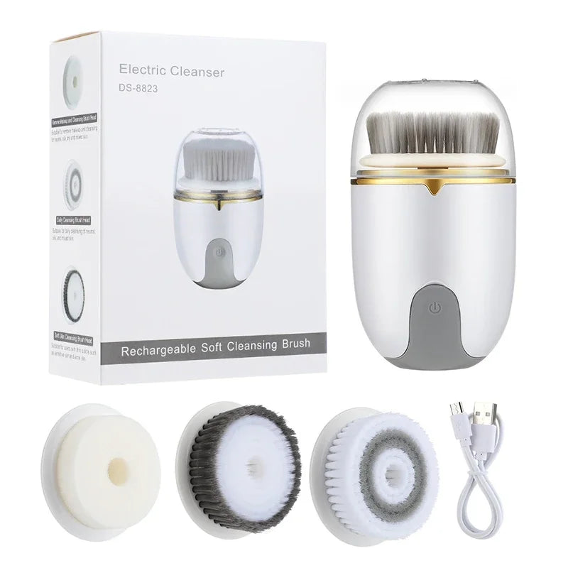 3 IN 1 Ultrasonic Facial Cleaner Pore Face Electric Face Cleansing Brush Skin Care Massager Blackhead Remover Facial Clean Brush