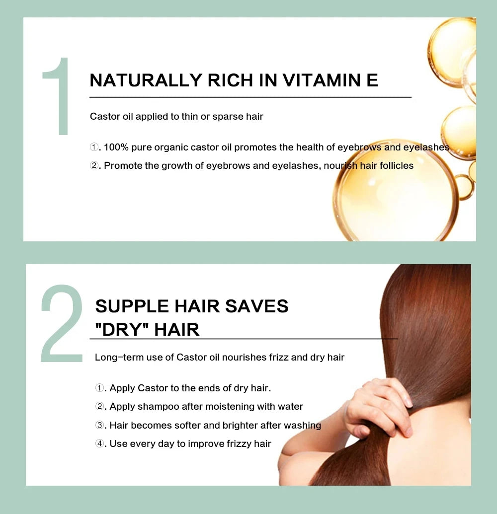 Pure Castor Oil For Hair Growth+Skin