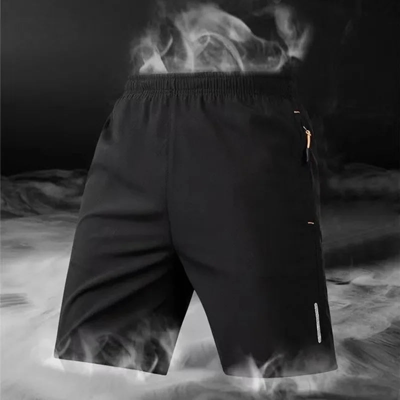 Summer Men Ice Silk Gym Sport Shorts