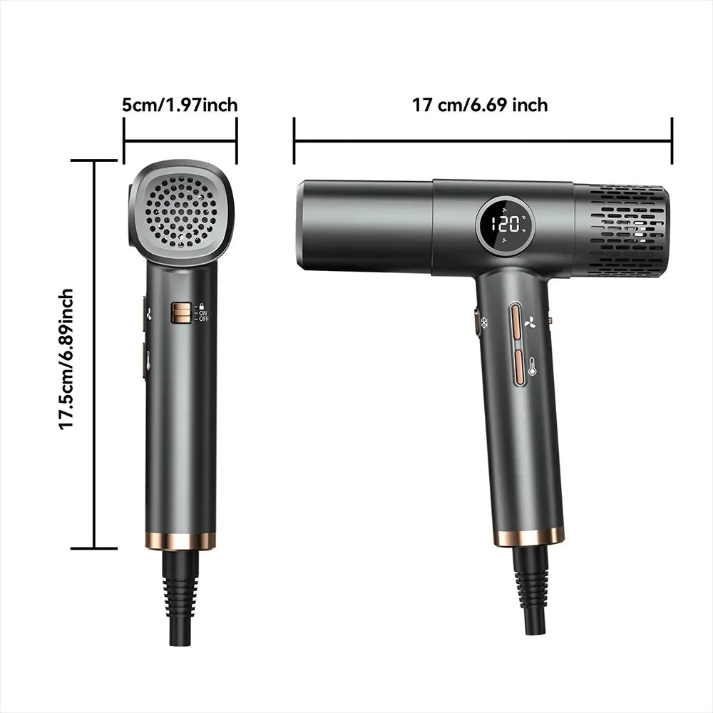 Professional 110000RPM High-Speed Hair Dryer Brushless Motor Negative Ionic Blow Dryer Fast Drying Low Noise with LCD Display