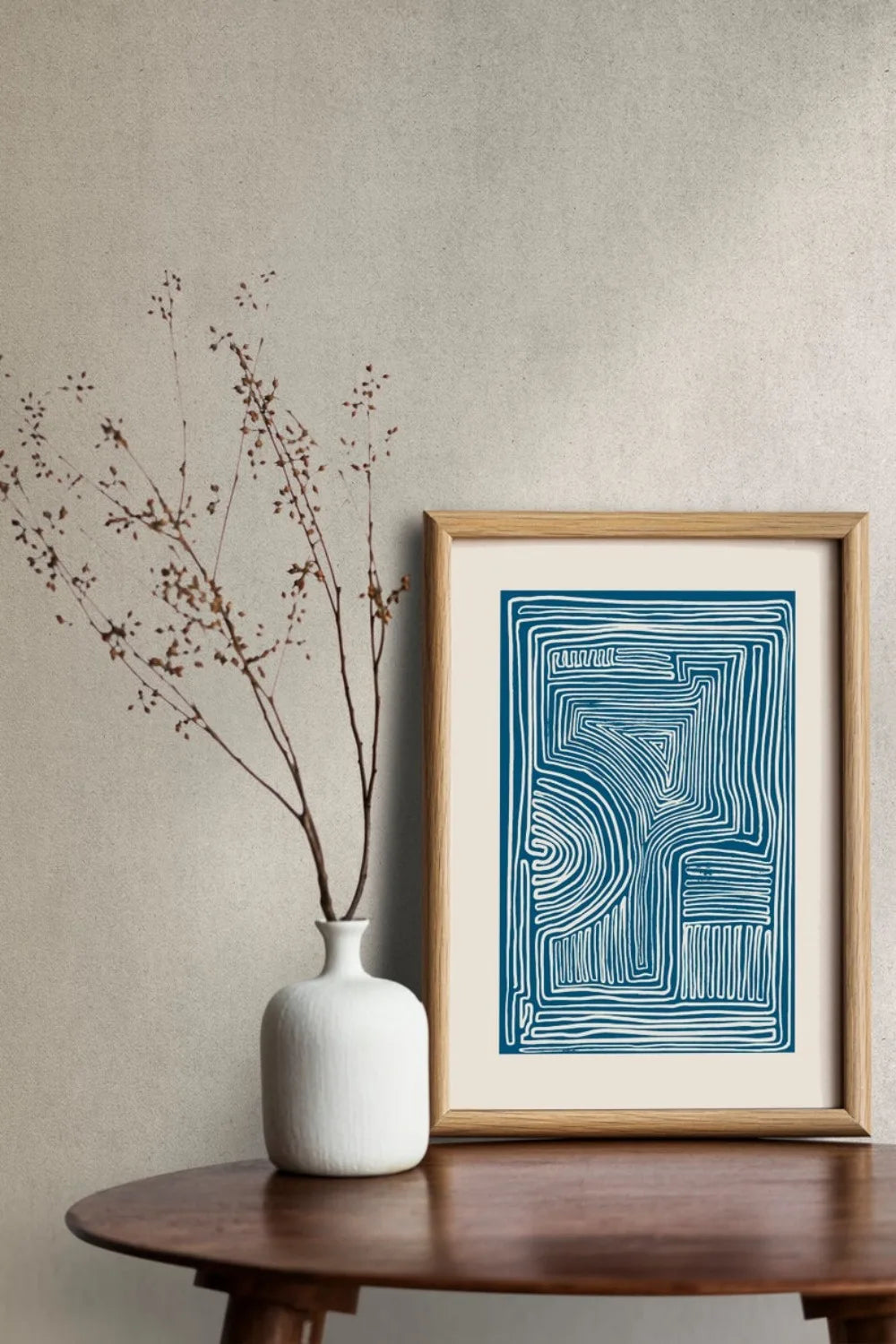 Minimalistic Wall Decor - Line Art Print - Blue Wall Art Prints - Mid Century Modern Wall Art - Neutral Abstract canvas Poster
