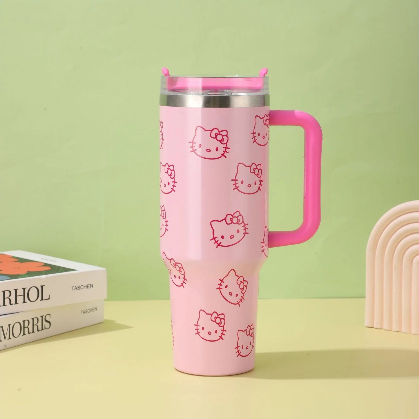 40oz Sanrio Hello Kitty Stainless Steel Insulated Mug With Handle Straw Mugs Large Capacity Thermos Drinks Coke Cups Coffee Mug