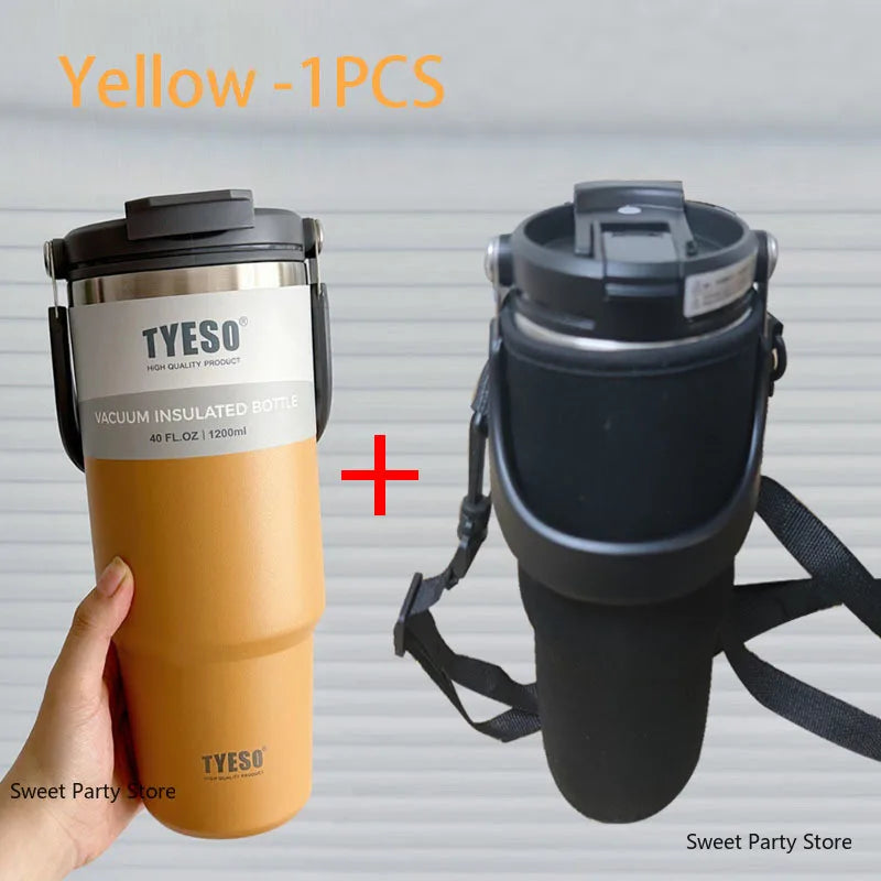 Tyeso 600/750/900/1050/1200ML Stainless Steel Thermos Bottle Car Coffee Cup Sports Water Bottles Keeps Cold and Heat Thermal Mug