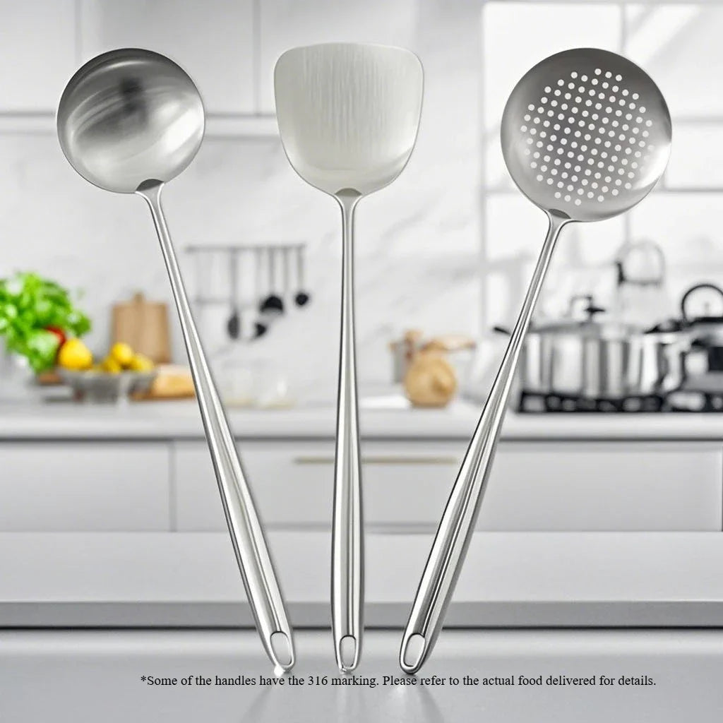 316 Stainless Steel Wok Spatula Metal kitchen utensils Slotted Turner Spoon Ladle Cooking Tools Utensil Set Kitchen Accessories