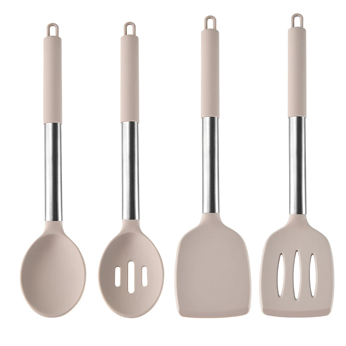 2/4/6/8pcs Silicone Kitchenware Set Stainless Steel Hand Shovel Soup Spoon Spaghetti Claw Cooking Set Household Kitchen Tool Set
