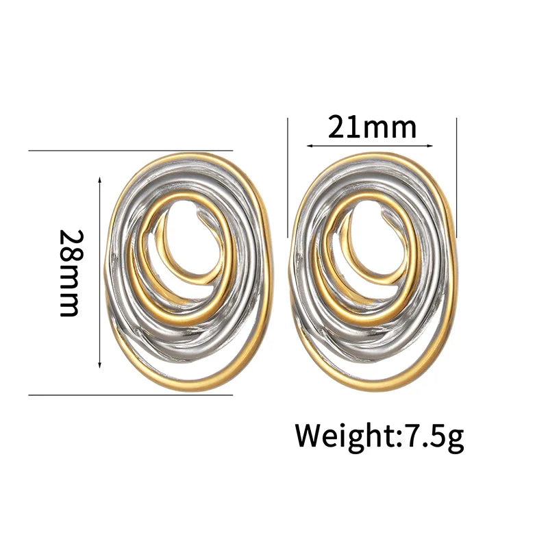 Curved Ring Stud Earrings