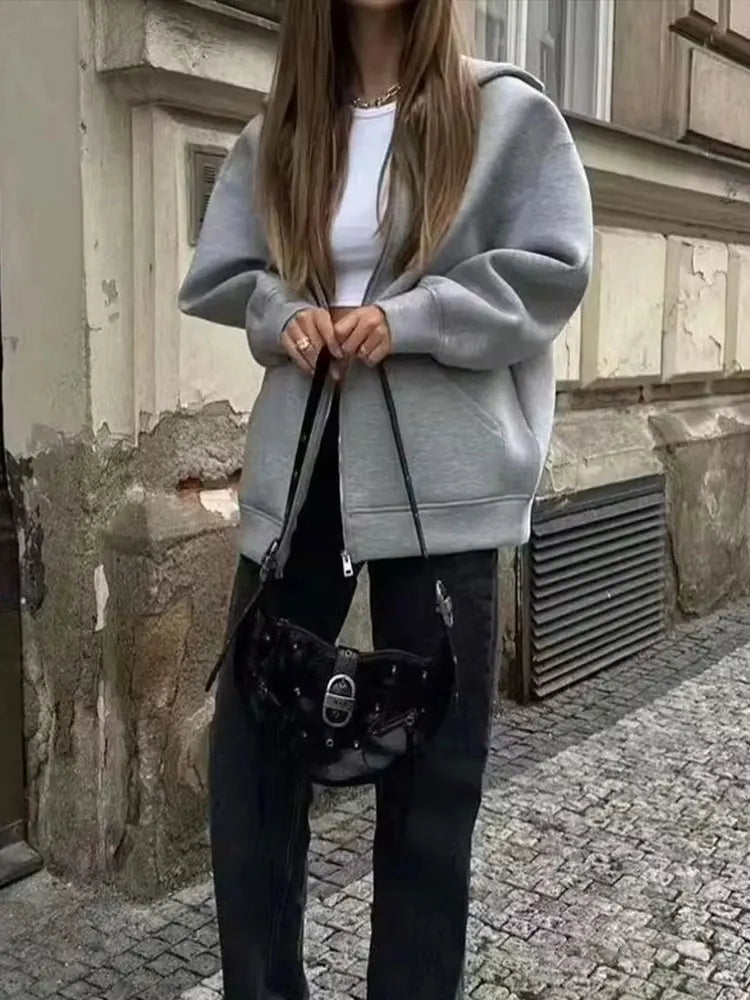 Women's Zipper Double Pocket Jacket Top