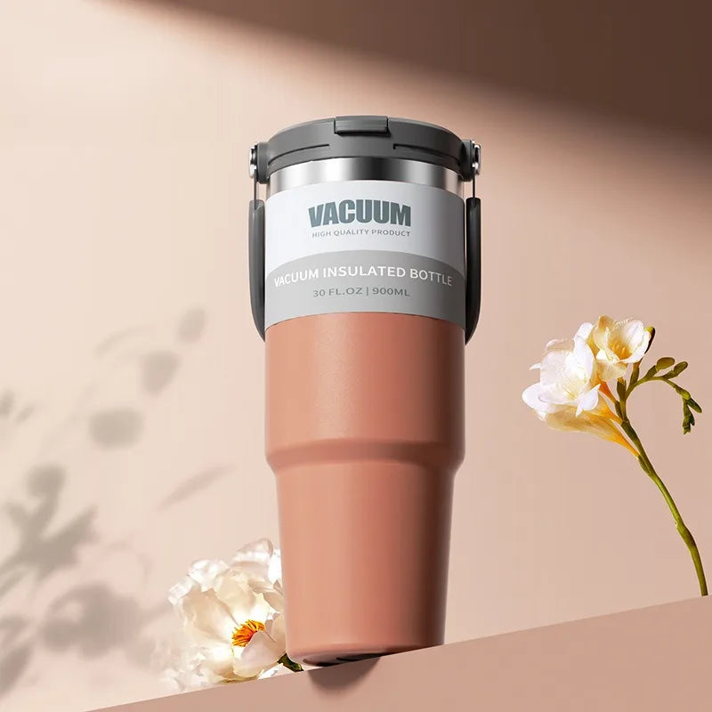 Car Thermal Mug Extra Large Capacity 900/1200ml Stainless Steel VacuumThermal Mug Handheld Portable Outdoor&Sport Water Cup