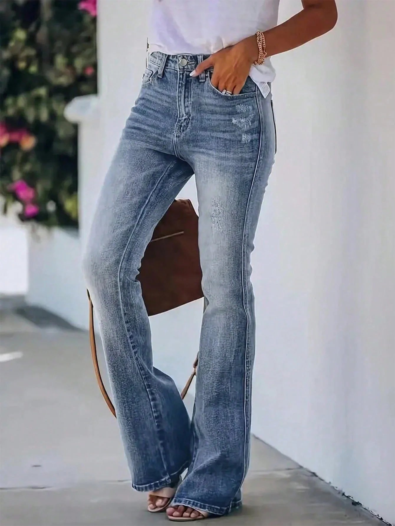 New hot women's horn jeans high waist slimming Denim pants