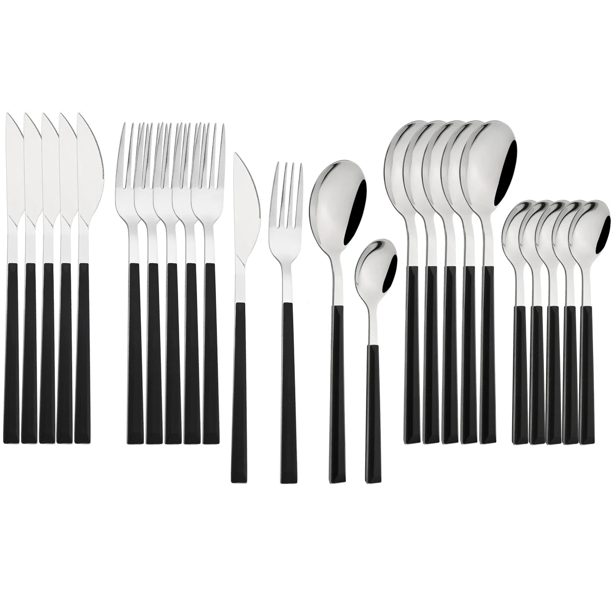 24Pcs Knife Fork Spoon Dinnerware Set High Quality Cutlery Set Stainless Steel Flatware Creative Imitation Wood Handle Tableware