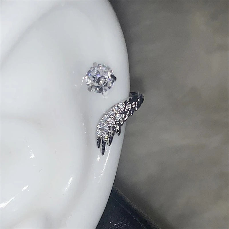 Silver Color Wing Stainless Steel Earring