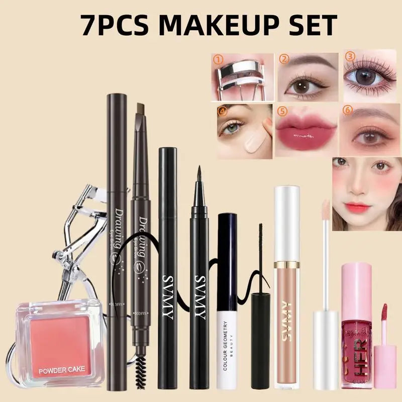 Blush Concealer Eyebrow Pencil Eye Liner Mascara Lip Gloss Eyelash Curler