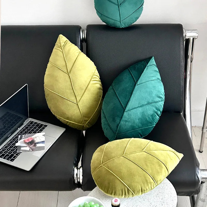 Christmas Green Decorations Leaf Shaped Pillows
