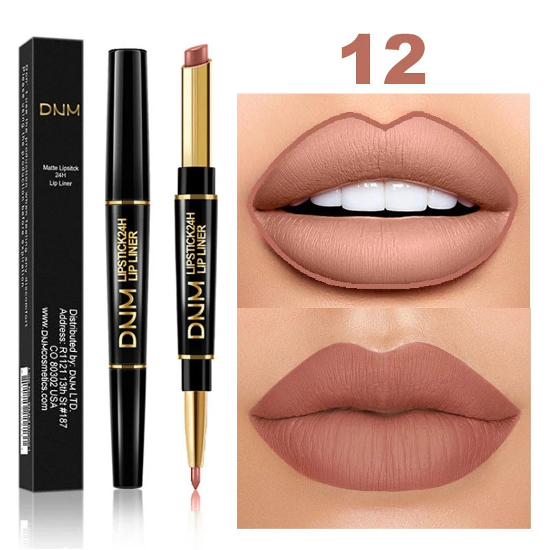 2 In 1 Matte Lipstick Double Head Lip Liner