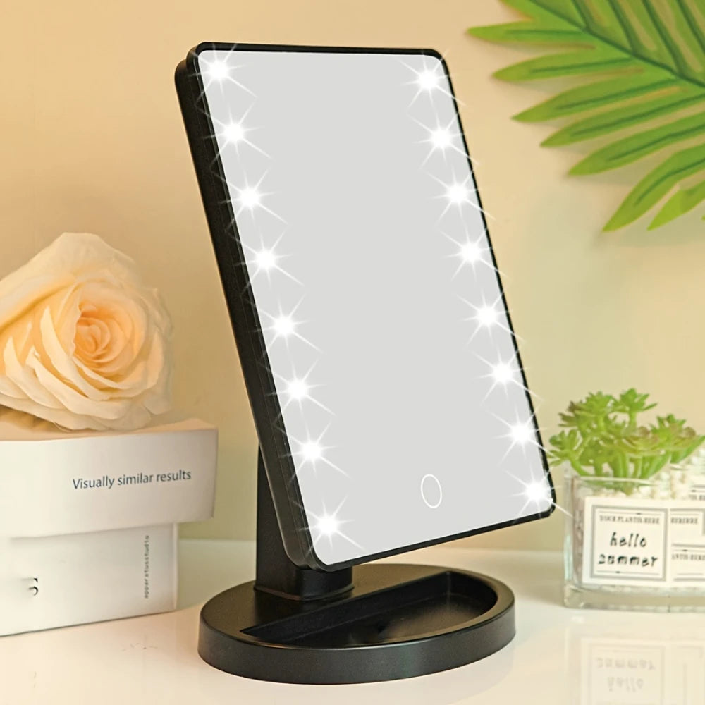 Lighted Makeup Mirror, Square Battery Touch Screen