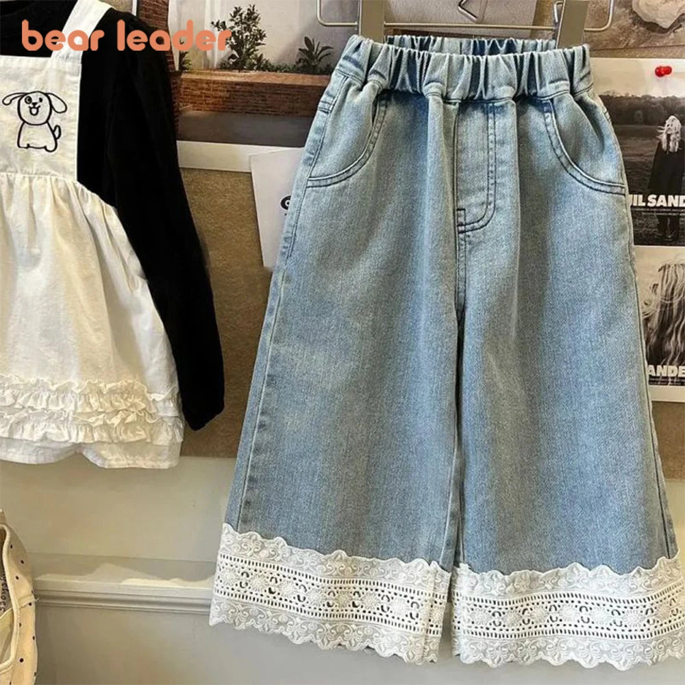 Bear Leade Lace Decoration Casual Pants