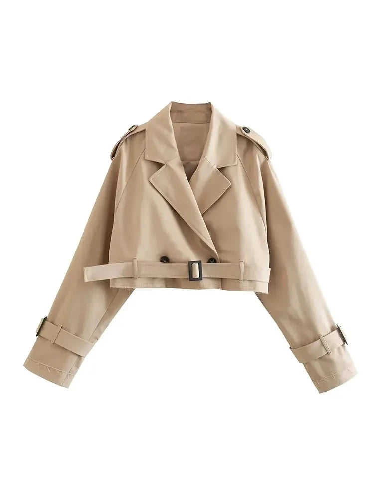 Belt Cropped Trench trendy Jacket