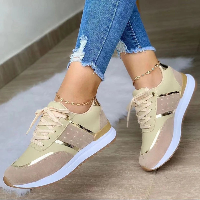 New Platform Leather Patchwork Casual Shoes
