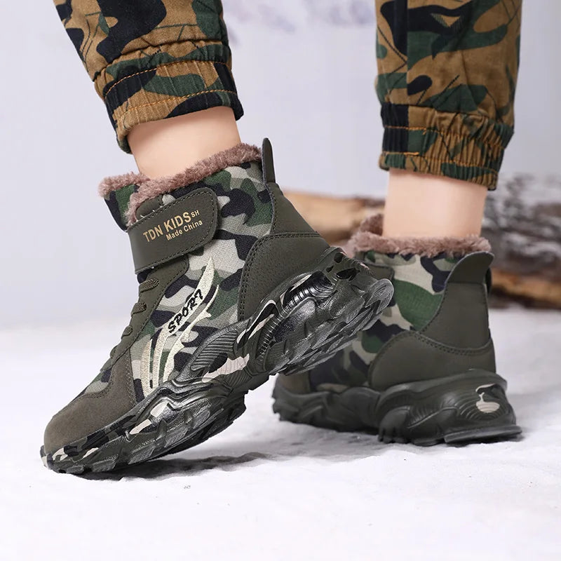 Winter Camouflage Faux Fur Boots For Kids