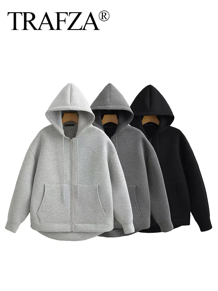 Women's Zipper Double Pocket Jacket Top