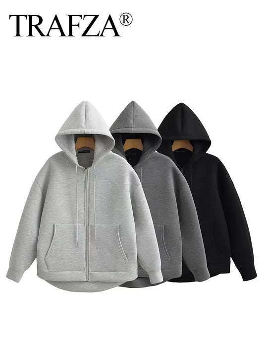 Women's Zipper Double Pocket Jacket Top