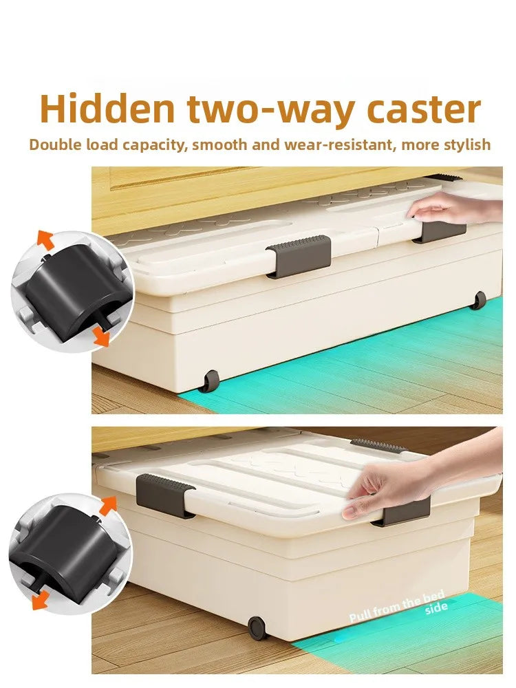 Flat Under-bed Storage Box with Wheels
