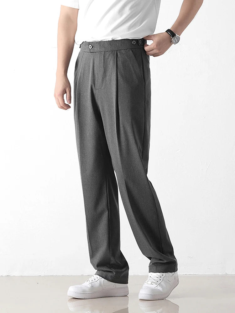 Summer Men casual Banding Waist Straight Trousers