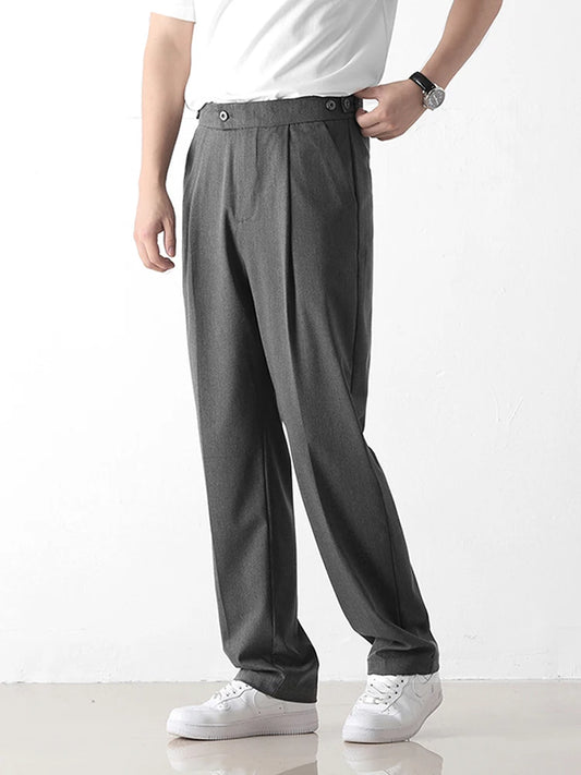 Summer Men casual Banding Waist Straight Trousers
