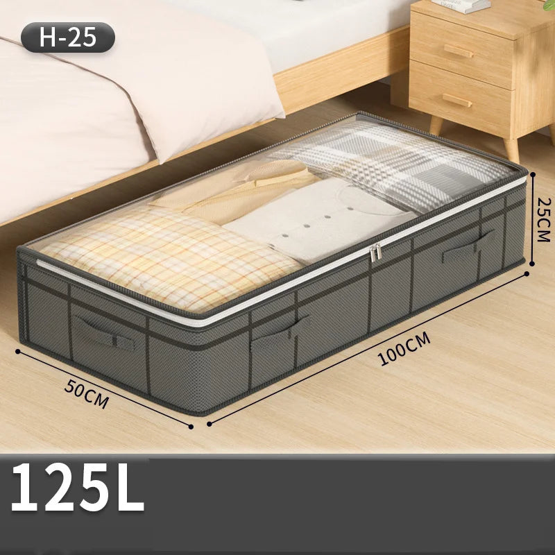 1/2PCS foldable non-woven bed bottom storage bag Large capacity clothing blanket storage bag Tidy bedroom closet dust space save