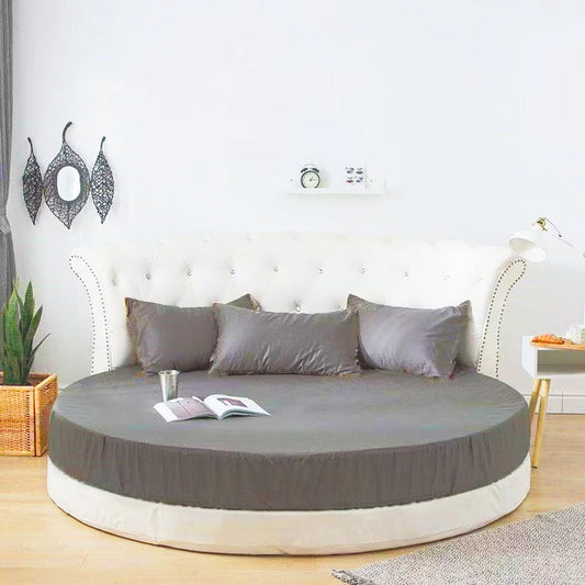100% Cotton Round Bed Sheet Set Elastic Band Soft Skin Friendly Fitted Sheets Set Elastic Band Bedsheet 3/1 Pcs Mattress Cover