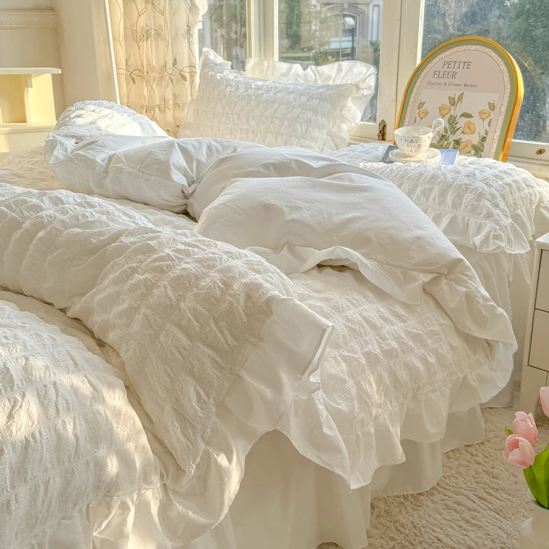 Princess Style Lace Ruffles Bedding Set