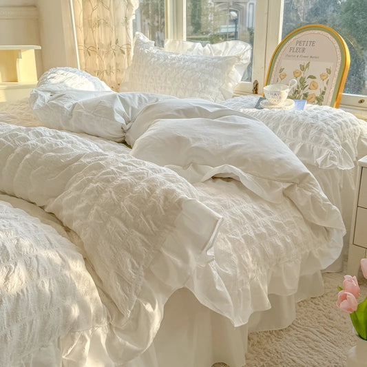 Princess Style Lace Ruffles Bedding Set