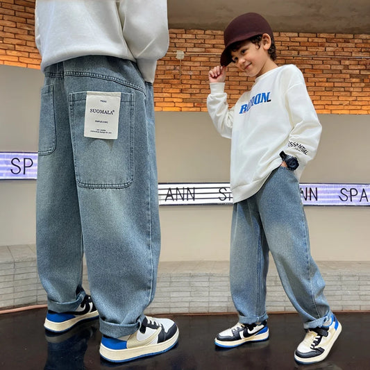 Big pocket letter straight jeans