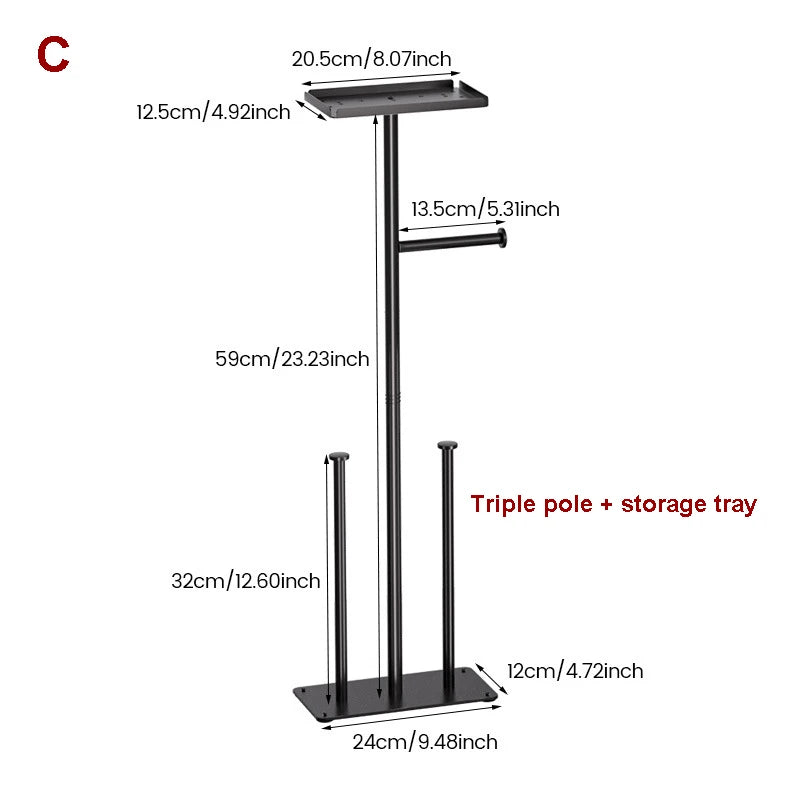 Toilet Tissue Roll Paper Holder Free Standing For Bathroom With storage Tray