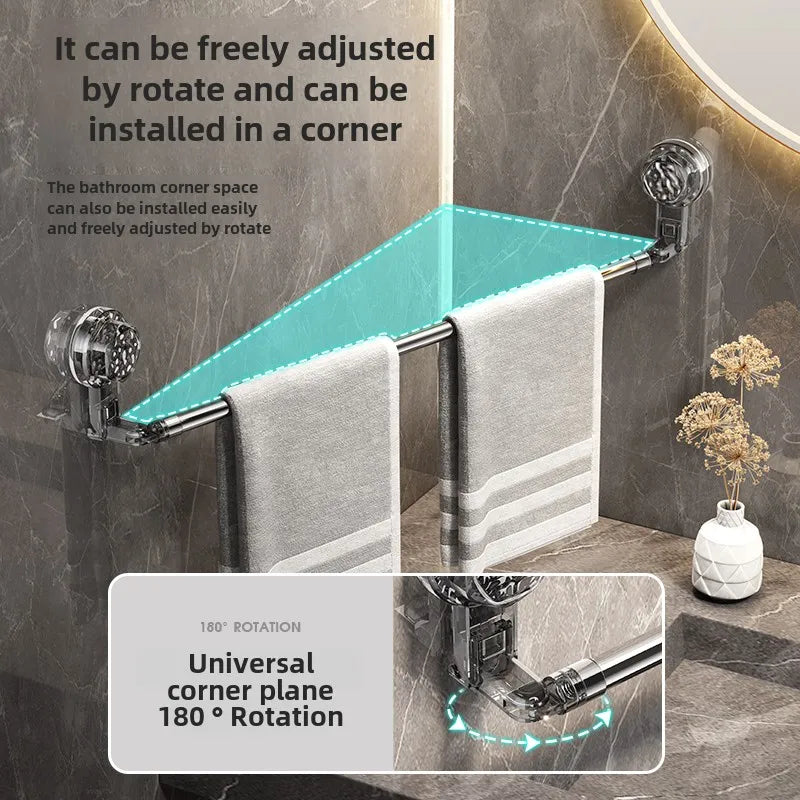 Suction cup Wall Towel Rack no drilling single rod retractable towel rack self-adhesive storage rack kitchen bathroom accessorie