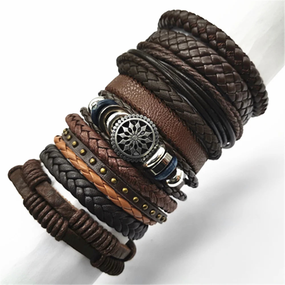 10 Pcs/set Black Wrap Fashion Handmade Bracelets
