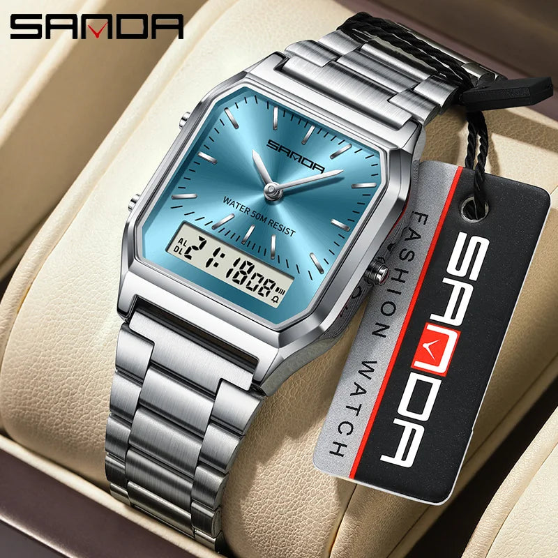 Luxury Style LED Digital Dual Display Clock Unisex