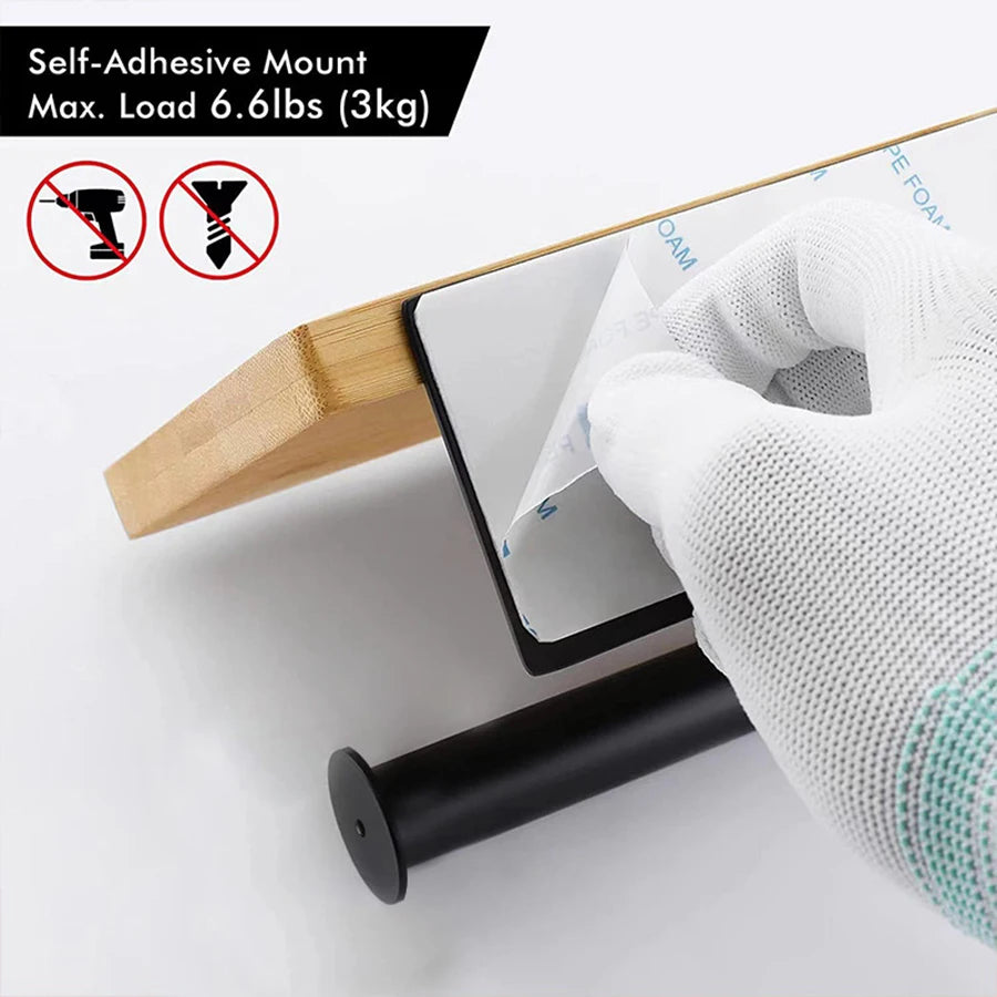 Solid Wood Paper Towel Holder No Punch Bathroom Tissue Box Toilet Cell Phone Paper Roll Paper Holder