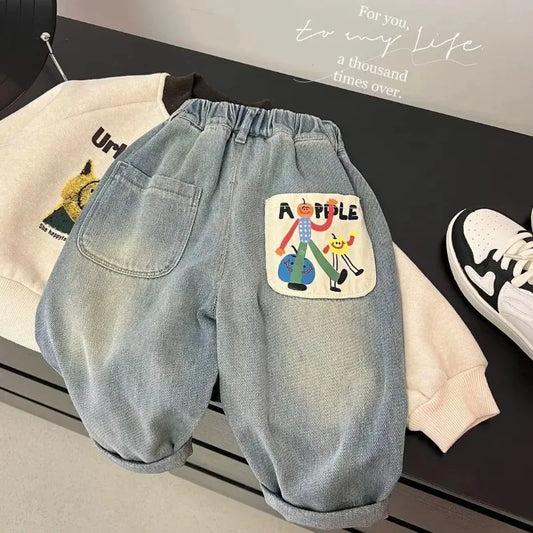 Denim Cotton Anime pattern Casual Jeans