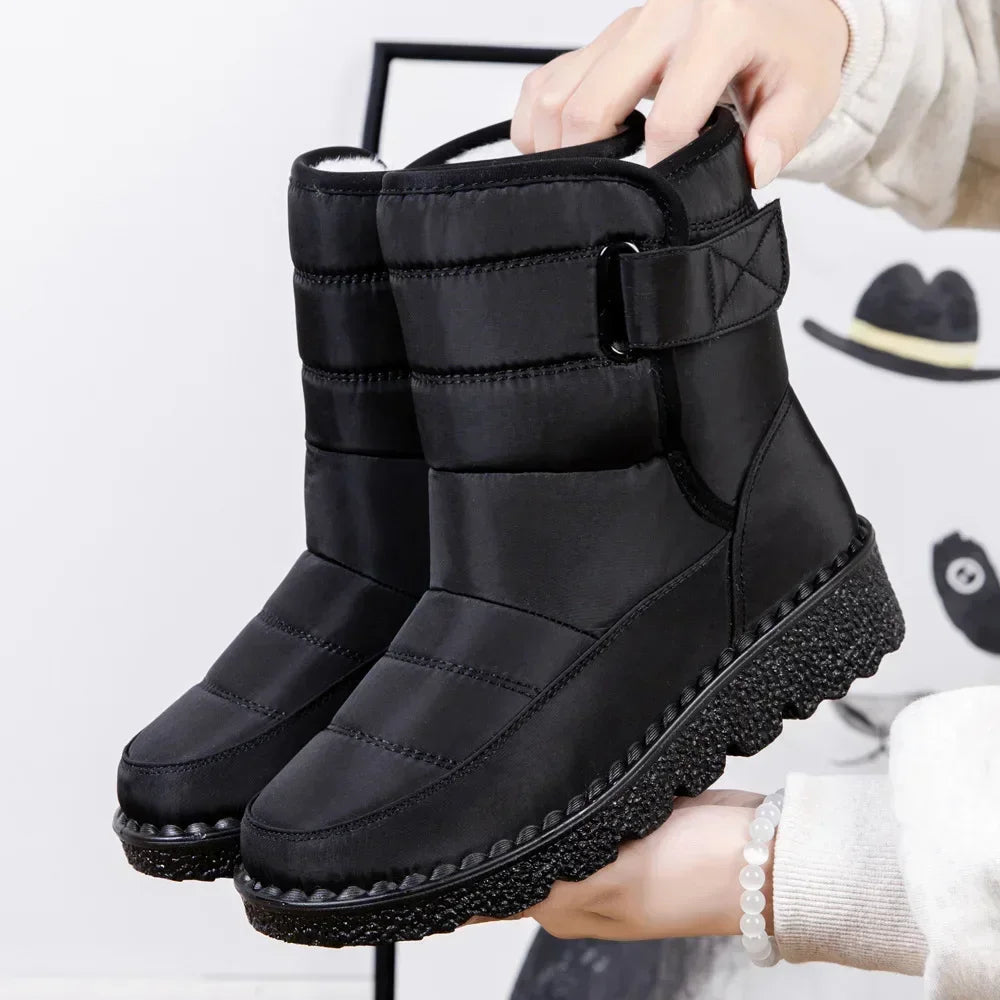 Waterproof  Faux Fur Warm Cotton Couples Ankle Boots