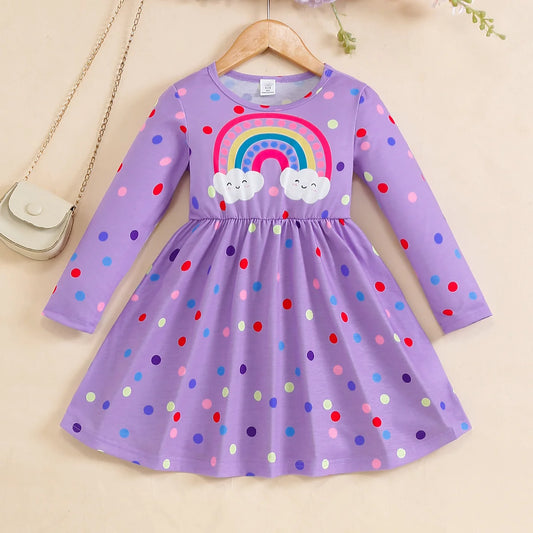 Children Rainbow Polka Dot Fashionable Dress