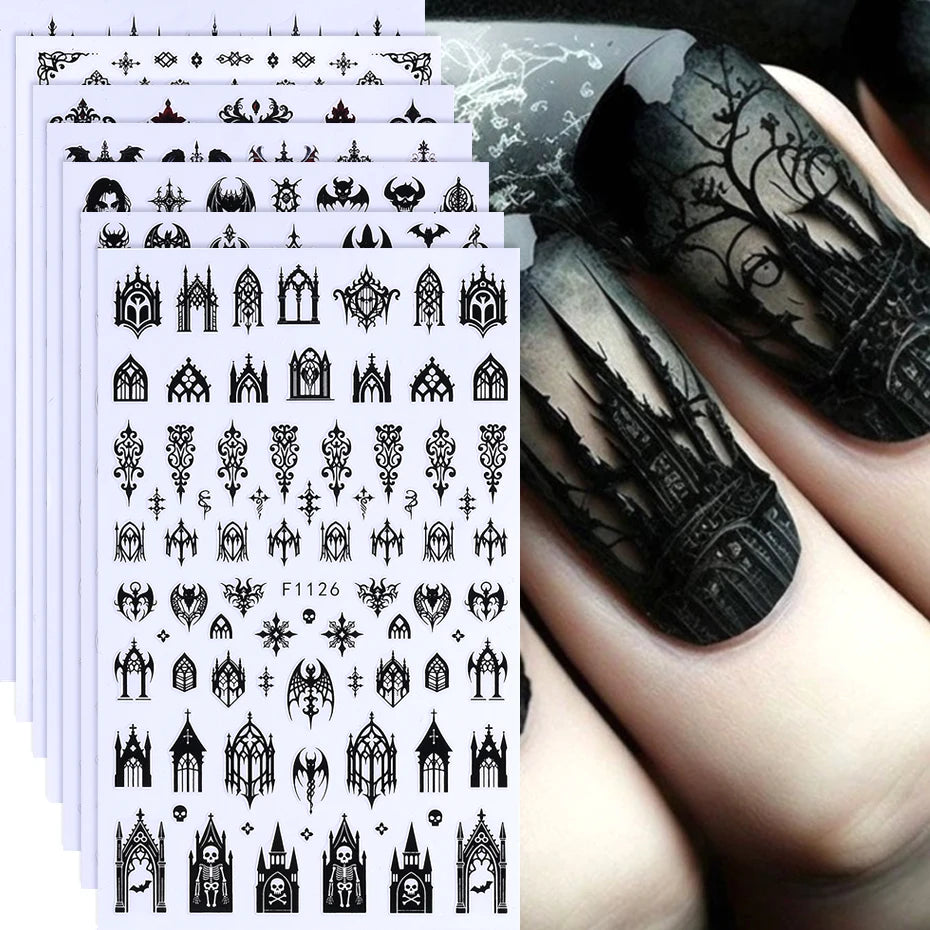 3 D Gothic Black Halloween Nail Stickers