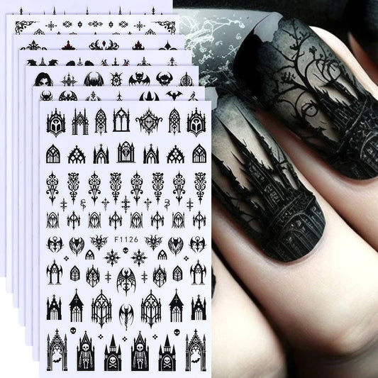 3 D Gothic Black Halloween Nail Stickers
