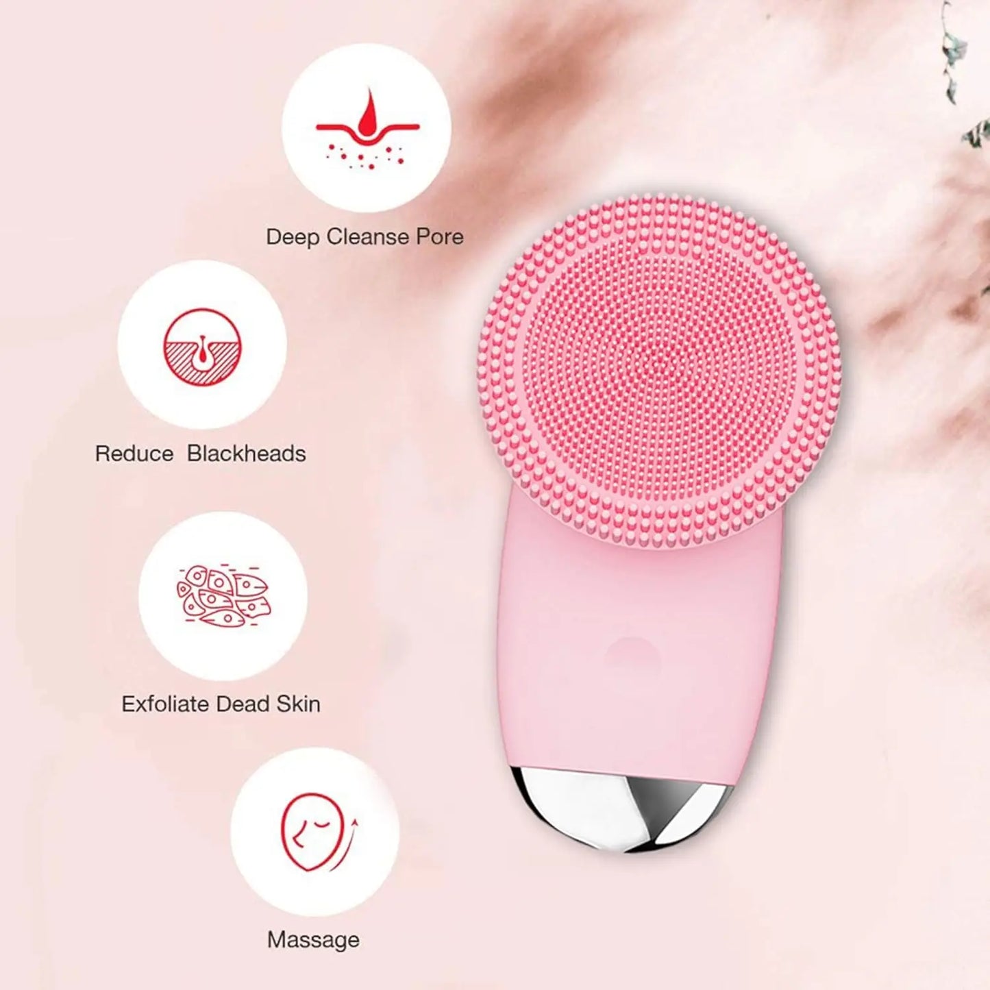 Silicone Face Cleansing Brush Electric Facial Scrubber Massager Sonic Vibration Waterproof Skin Care Tool for Pore Cleaning